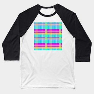 Neon Aesthetic Iona 1 Hand Drawn Textured Plaid Pattern Baseball T-Shirt